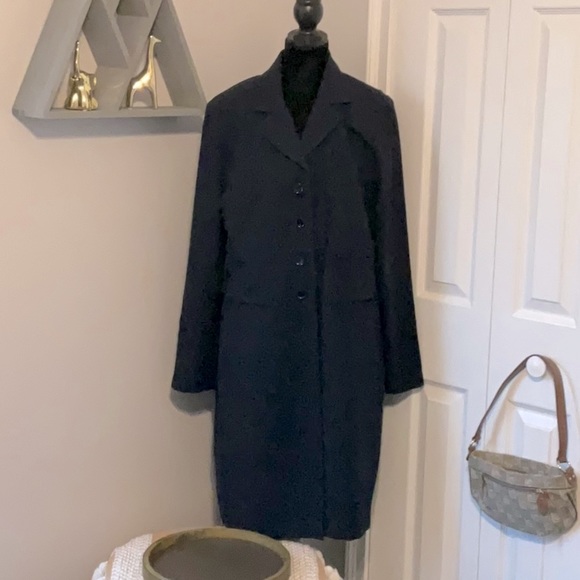 Navy blue 2 piece work dress with long jacket - Picture 2 of 3